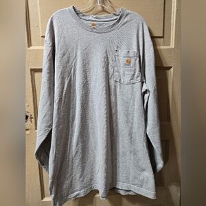 Carhartt Gray Original Fit Long Sleeve Logo Pocket Tshirt EUC Size: XL TALL